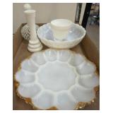 White Milk Glass Serving and Decorative Lot