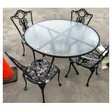 Wrought Iron Patio Set with Glass Top Table