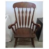 Wood Rocking Chair with Fruit Motif Backrest