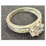 Sterling Silver Ring with Clear Stone, Size 7.5