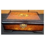 Inlaid Wood Jewelry Box with Velvet Interior