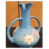 Roseville Blueï¿½ Vase With Floral Relief Design