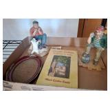 Decorative Figurines, Book, and Oval Tray Lot