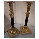 Brass and Ebonized Candlesticks
