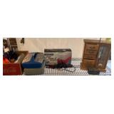 Household Items on Metal Shelf