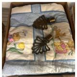 Quilt with Bunny Motif and Metal Finials