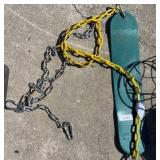 Green Swing Seat with Yellow and Silver Chains