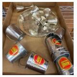 Metal Miniatures Lot with Small Buckets and Tray