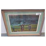 Framed Golf-Themed Print Under Glass