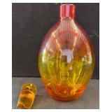 Amberina Glass Decanter with Damaged Stopper