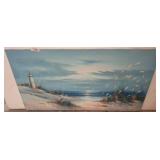 Coastal Landscape Painting with Lighthouse