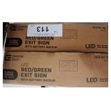 Two LED Red/Green Exit Signs in Original Boxes