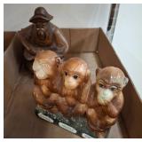 Ceramic Monkey and Bear Themed Coin Banks