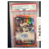 2024 Topps Chrome Orange Refractor Card PSA 9