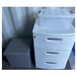 Sterilite Drawer Unit and Grey Storage Ottoman