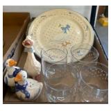 Goose-Themed Ceramic and Glass Tableware Set