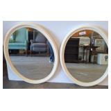 Round White Framed Mirrors, 24x30 Inches
