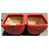 Red Ceramic Planters with Textured Design