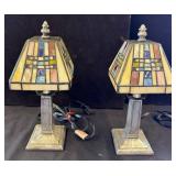 Stained Glass Table Lamps with Metal Bases