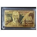 Gold-Colored Trump-Design Collectible Bar