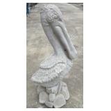 Concrete Pelican Garden Sculpture on Rock Base