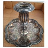 Silver-Tone Metal Candle Holder with Scalloped Bas