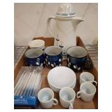 Stoneware Beverage Set with Menorah Candles