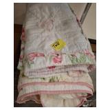 Twin Floral Quilts with Pink Accents