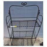 Black Metal Three-Tier Shelf With Scroll Design