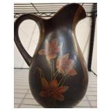 Ceramic Pitcher with Floral Painted Design