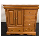 Wood Jewelry Armoire With Felt-Lined Storage