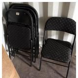 5pc Black Upholstered Folding Chairs