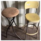Metal Bar Stool and Round Upholstered Stool