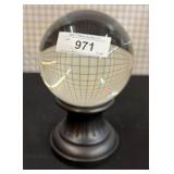 Heavy Glass Gazing Ball on Black Base, 10in