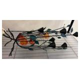 Metal Candleholder with Glass Flower Accents