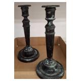 11in Metal Candlesticks in Patinated Finish