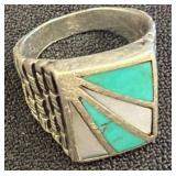 Sterling Silver Ring with Turquoise Inlay