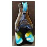Black and Multicolor Art Glass Vase