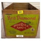 Wooden Apple Crate With Hood River Graphic