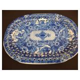 Blue and White Reticulated Porcelain Platter