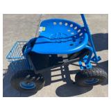 Blue Rolling Garden Seat with Basket r3 left