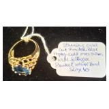 Gold-Plated Ring with Oval Blue Topaz