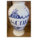 Portuguese Ceramic Vase by Lilly, Blue-on-White