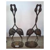 29-Inch Metal Crane Sculptures