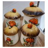 Mushroom-Decorated Ceramic Canister Set