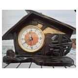 Wooden Chalet-Style Desk Clock With Watermill