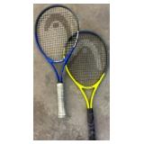 Two Head Tennis Racquets in Blue and Yellow