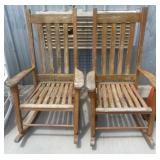 Wooden Slat-Back Rocking Chairs