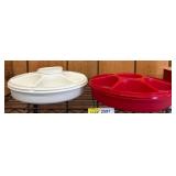 Tupperware Divided Serving Dishes, Red and White