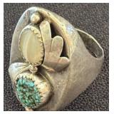 Sterling Silver Ring with Turquoise and Agate